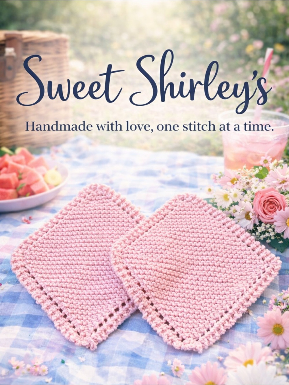 Bundle of 2 Sweet Shirley’s “Soft Peony” Dishcloth